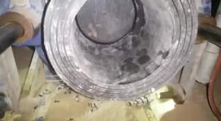 Welding flange with polyethylene pipes three layers inside the white